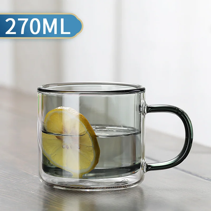 (negro 270 Ml) Taza De Vidrio De Doble Pared Con Aislamiento Térmico, Taza De Espresso Transparente
