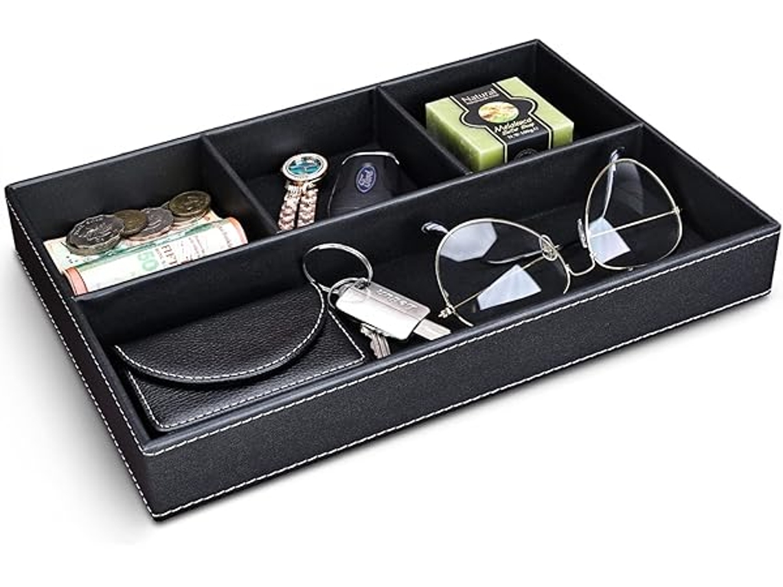 Caja De Almacenamiento De Cuero Para La Oficina, Ideal Para Guardar Llaves, Material De Oficina, Monedas Y Joyas.