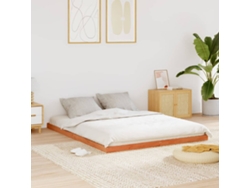 Cama Sin Colchón Madera Maciza Pino Marrón Cera 150x200 Cm