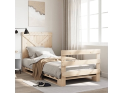 Estructura De Cama Con Cabecero Madera Maciza De Pino 90x200 Cm