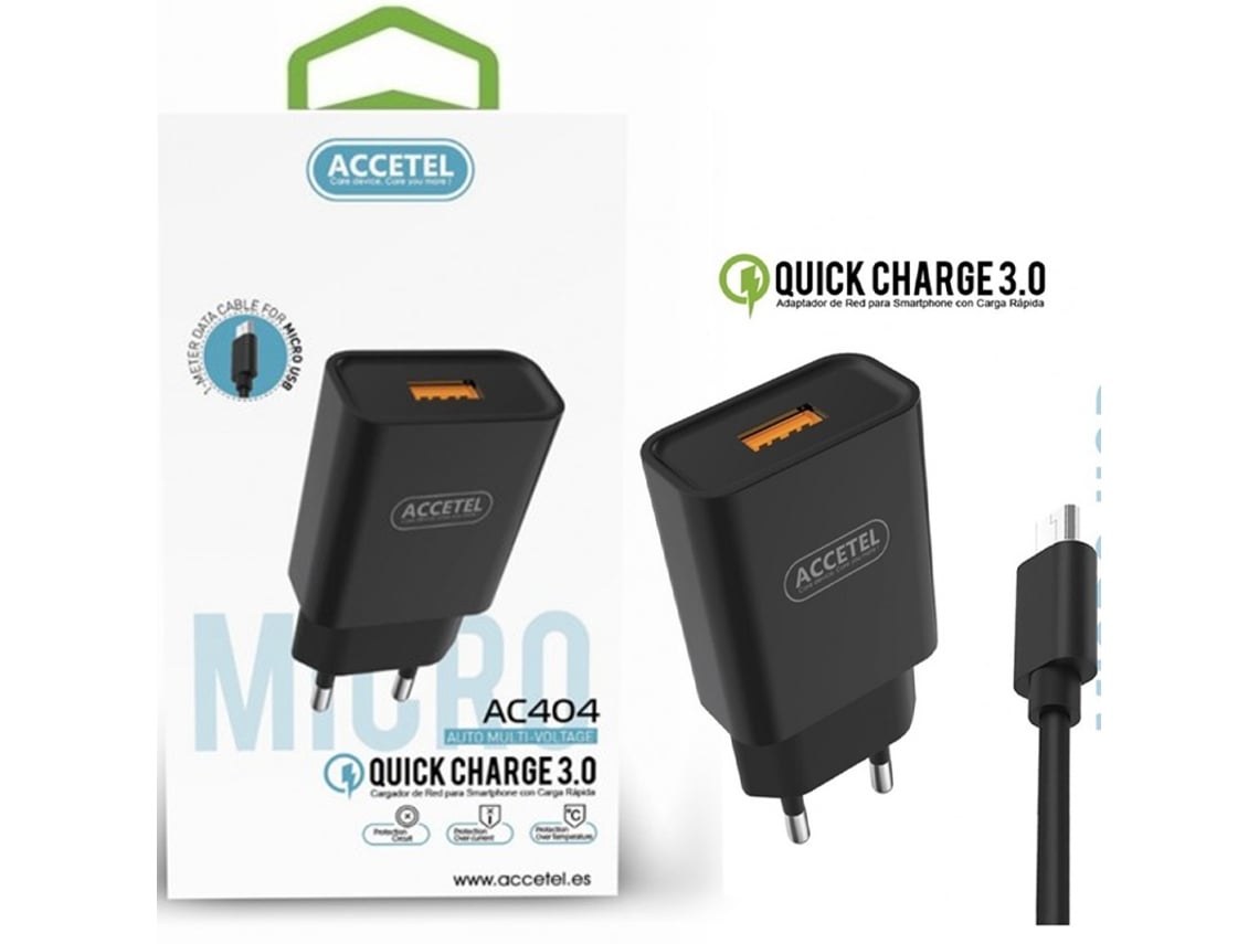 Kit Cargador + Cable Micro-USB AC404B para Xiaomi Redmi Note 12 5G Negro  ACCETEL