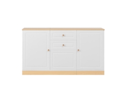 Aparador 3 Puertas 2 Cajones - Almacenamiento Multifuncional Para Salón Y Comedor - Blanco