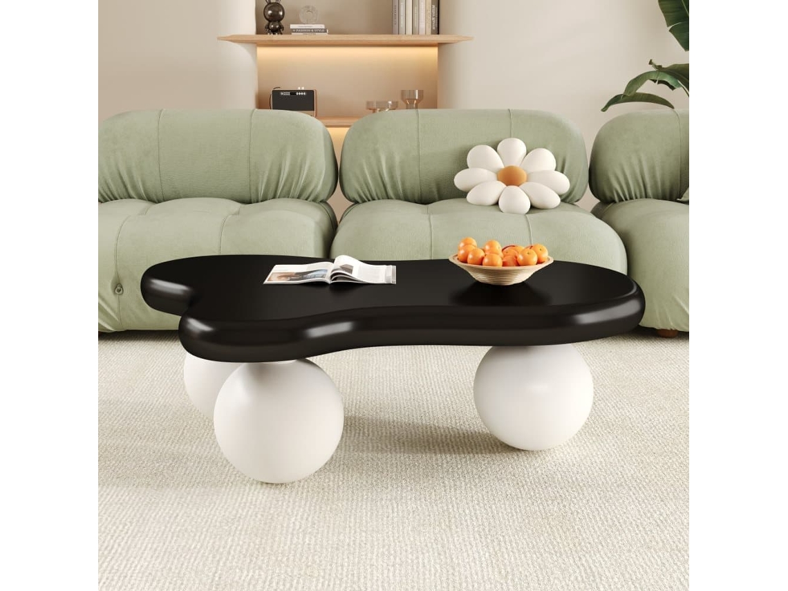 Mesa Centro Nubes - Led, Diseño Moderno - Negro Blanco