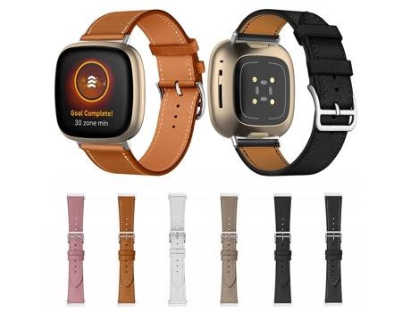 Correa de reloj inteligente para Fitbit Versa 4 / Sense 2 Universal de cuero genuino (marrón)