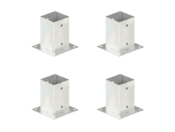 Conjunto 4 Anclaje para poste VIDAXL Plateado Metal