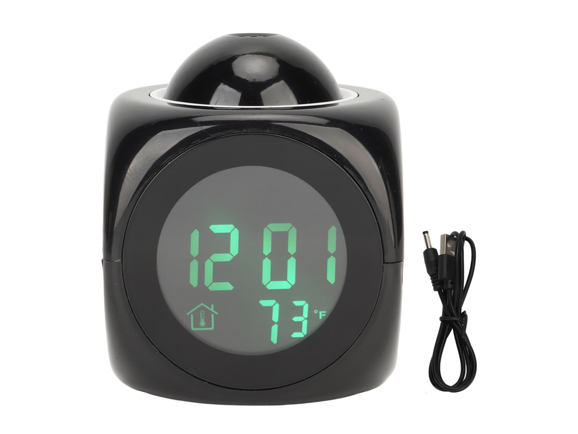 2026 Store-reloj Proyección Led Despertador Digital Mini Con Voz Temporizador Proyector Cable Usb Negro