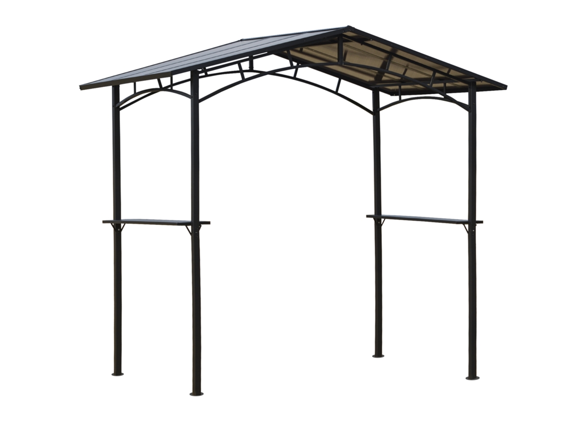 VPMKP - Pabellón Outsunny 2,5x1,5 m refugio para barbacoa metal negro