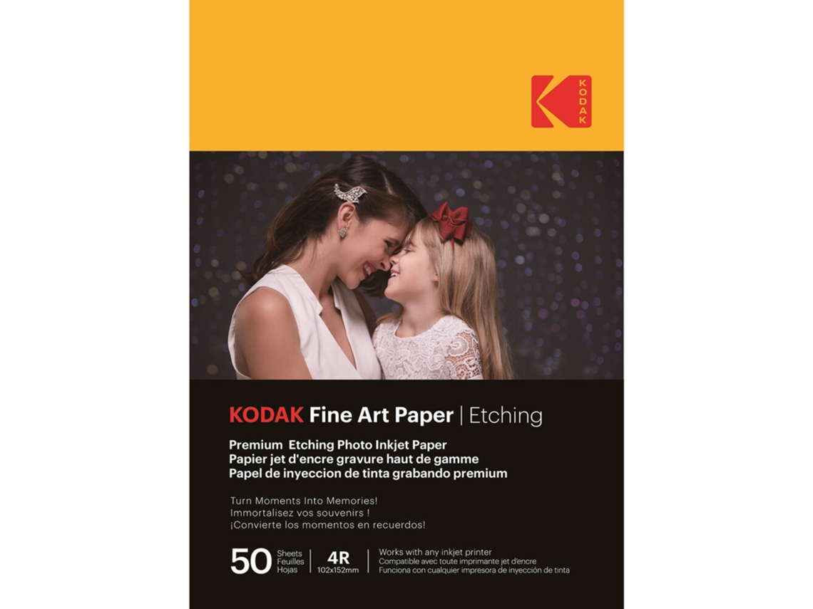 Papel Fotográfico KODAK Fine Art Grabado 10 X 15 cm 210 G/M² Blanco Paquete 50 Hojas