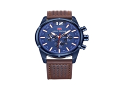 Reloj Hombre Mini Focus De Cuero Analógico De Cuarzo Con Correa Azul Café