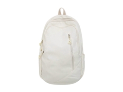 Mochila escolar de nailon para estudiantes, ideal para portátiles, libros, viajes y uso diario. Color: Blanco.