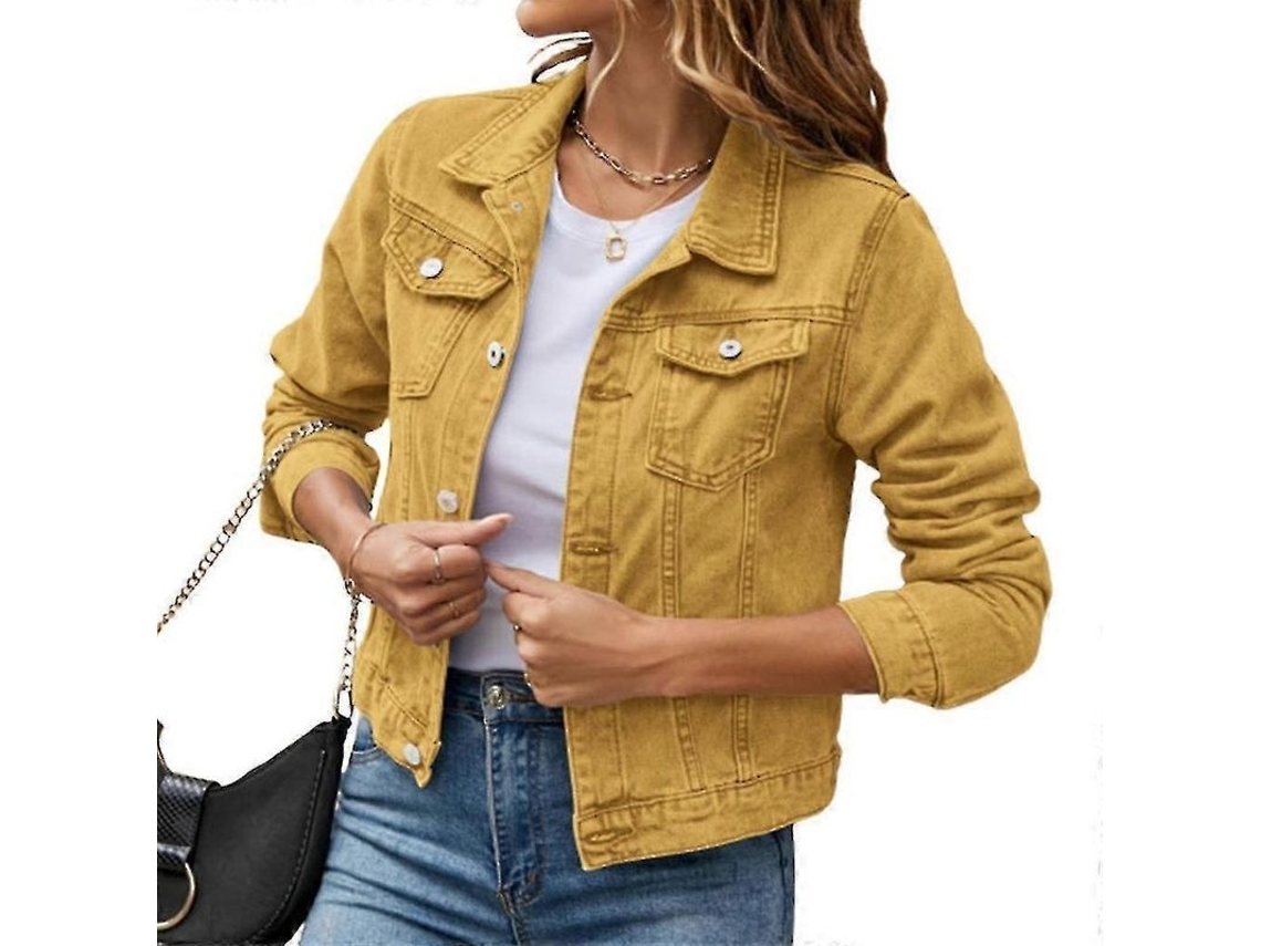 2026-chaqueta Vaquera Corta Manga Larga Para Mujer Con Hebilla En Bolsillo S2024123014671