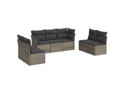 Maison Exclusive - Set De Sofás De Jardín 7 Piezas Con Cojines Ratán Pe Gris