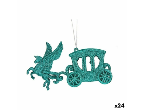 Conjunto de Adornos de Navidad KRIST Adorno Navideño Carruaje Mágico Plástico Verde - 24un (4.5x15X8.5cm)