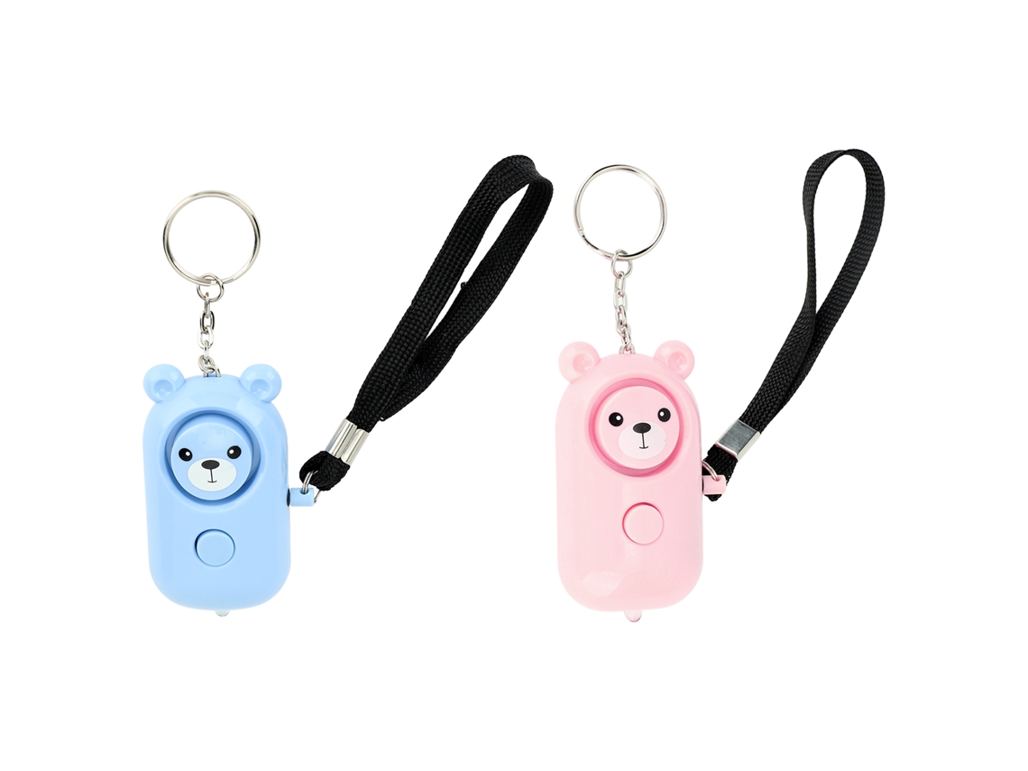 Llavero Con Luz Led De Oso De Alarma De Emergencia De 130 Db (2 Unidades) Para Mujeres, Niños Y Personas Mayores - Rosa Y Azul