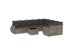 Maison Exclusive - Conjunto de sofás de jardín de 10 piezas con cojines de mimbre y patas grises