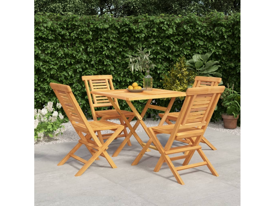 Juego de comedor de jardín de 5 piezas de madera maciza de teca Dkd Home Decor