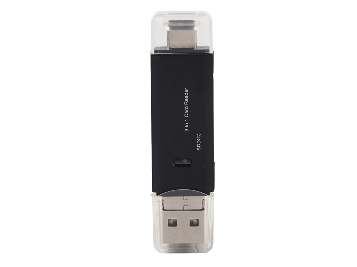 Lector De Tarjetas Multifuncional 3 En 1 Usb C Micro Usb Transmisión De Alta Velocidad Negro