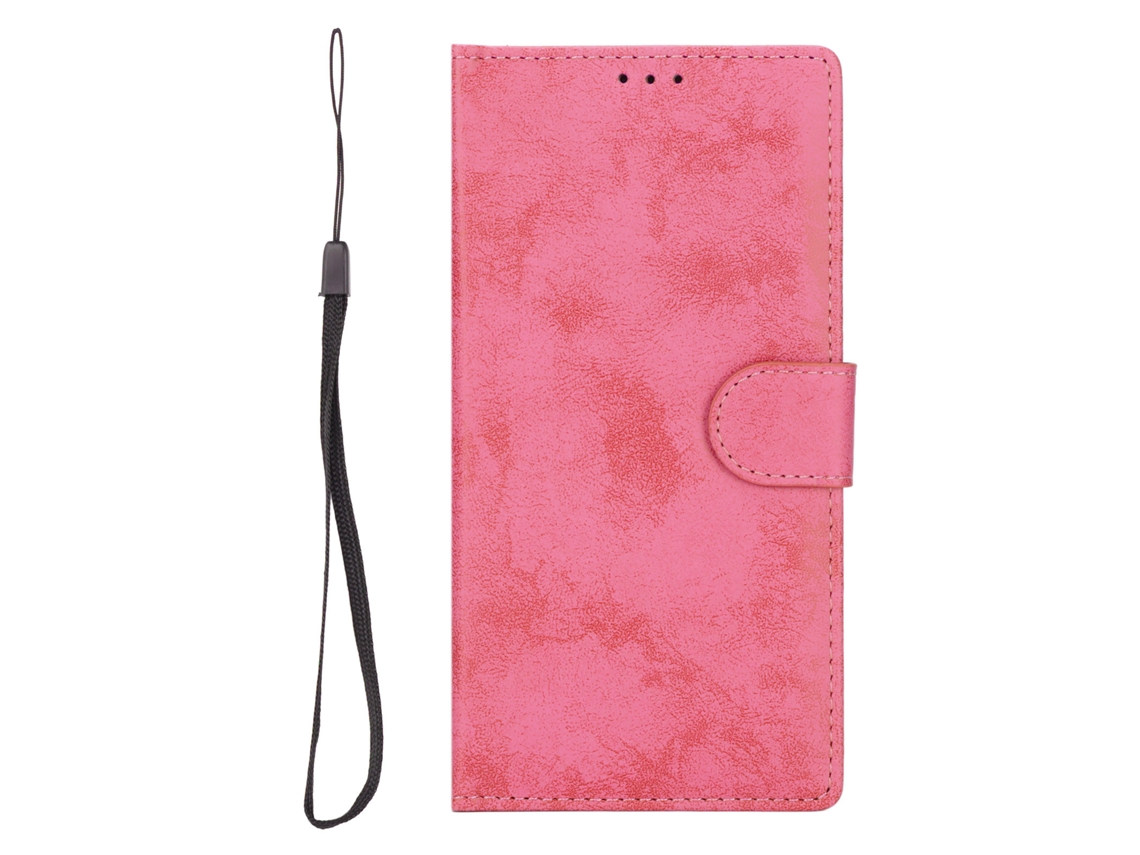Capa Para Celular Dobrável 2 Em 1 Com Carteira Magnética, Protetora Antichoque, À Prova D'água E Função Stand Rosa Vermelho