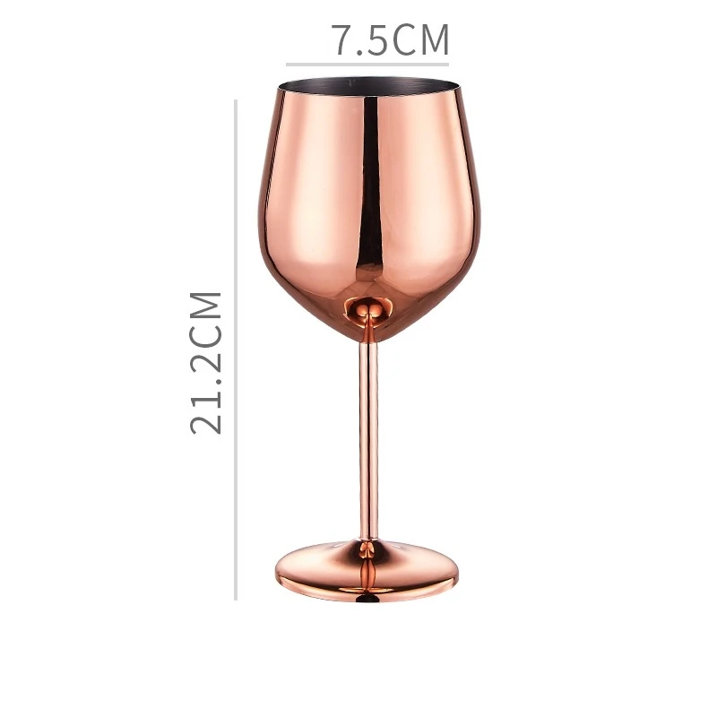 (500 Ml Oro Rosa) Copa De Acero Inoxidable 304 Con Tallo, Ideal Para Vino, Bares, Restaurantes Y Para Uso Doméstico.