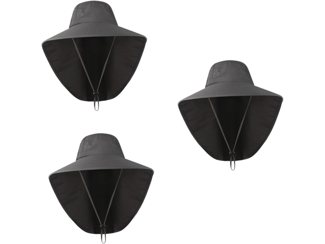 Sombrero con protección solar y soporte para el cuello, ideal para actividades al aire libre y senderismo.