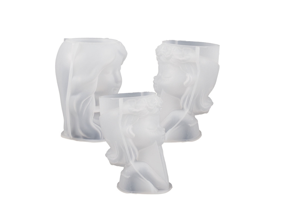 Molde Multifuncional De Silicona Con Forma De Retrato Para Portavelas De Yeso Caseros.