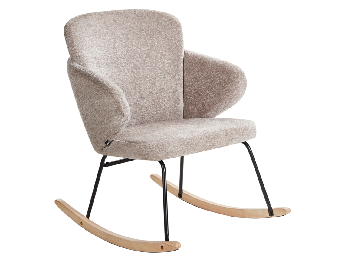 Silla Mecedora Beliani Viken Beige Poliester 66x74x87