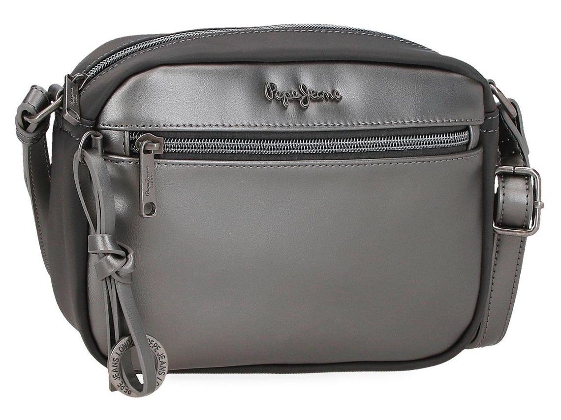 Bolso bandolera de poliéster rubí con detalles en piel sintética color antracita de Pepe Jeans