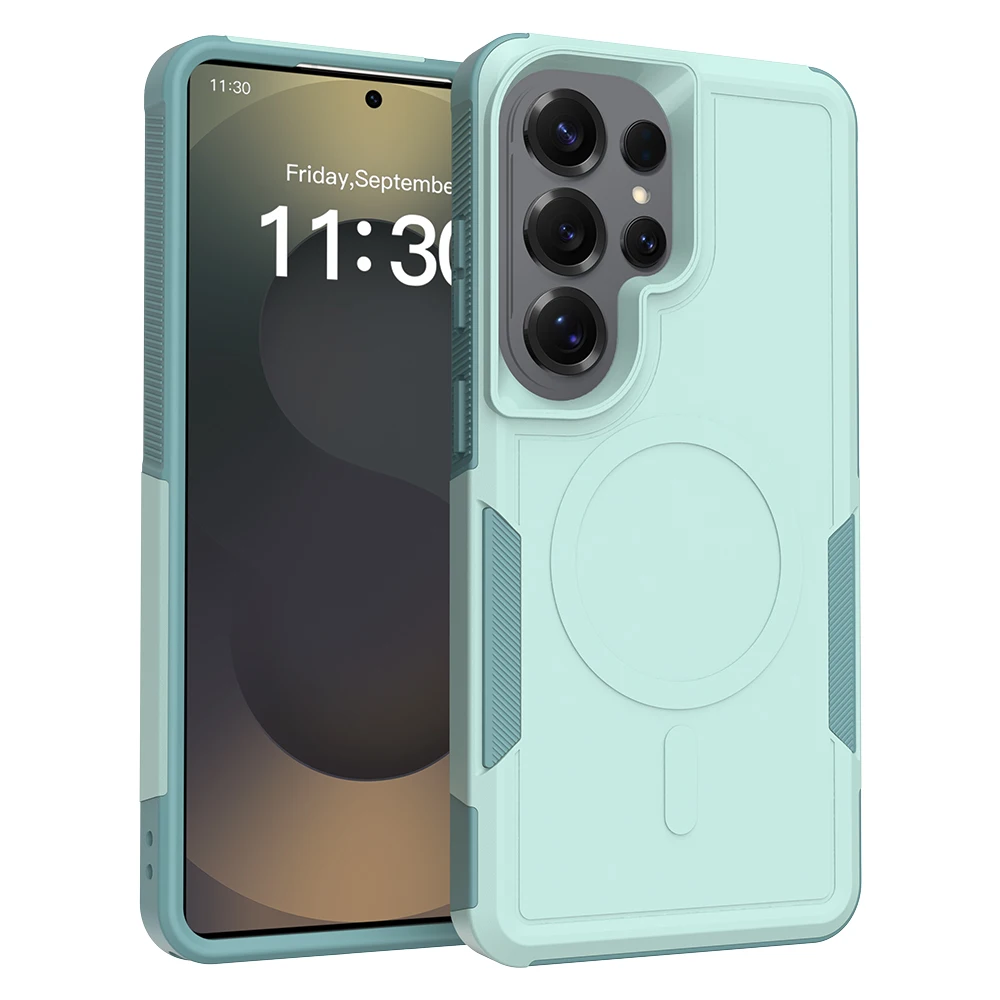 (cian, Galaxy S25 Edge) Funda Protectora Magsafe Magnética, Resistente Y A Prueba De Golpes Para Samsung.