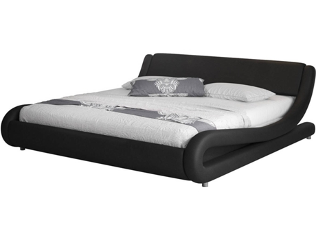Cama Alessia MUEBLES BONITOS (Negro - Polipiel - Compatible con Colchón 90x190 cm - con Somier elevatorio)
