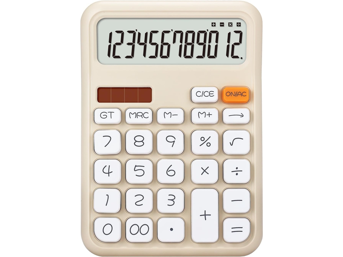 Calculadora De Sobremesa Con Pantalla Lcd Extra Grande, 12 Dígitos, Botones Grandes, Función Solar, Adecuada Para Oficina, Negocios