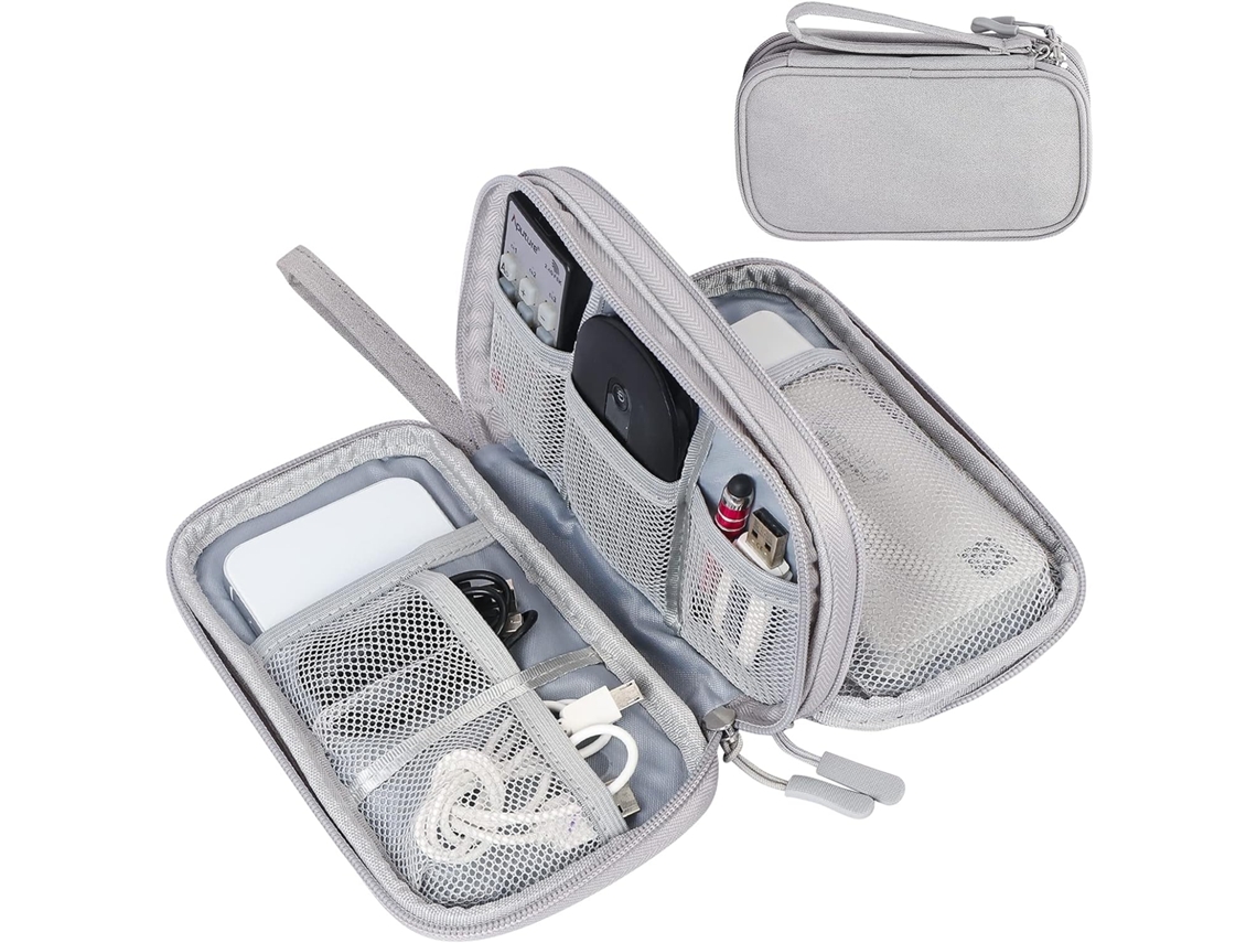Organizador electrónico, bolsa organizadora de cables de viaje, bolsa de accesorios electrónicos, estuche portátil impermeable de doble capa, bolsa de almacenamiento todo en uno para cables, cargador,