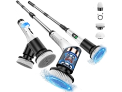 Cepillo De Limpieza Eléctrico 3 En 1, 3 Cabezales Intercambiables, Inalámbrico, 2 Velocidades Y Mango Largo Ajustable Czhhmart (negro)