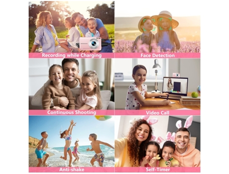 Cámara VIGA EUROPE Digital Compacta Dc403 Nivel De Entrada Regalos Para Niños Cámara Fhd 44Mp 16X Zoom 2 Pantalla De 4 Pulgadas 128Gb Rosa