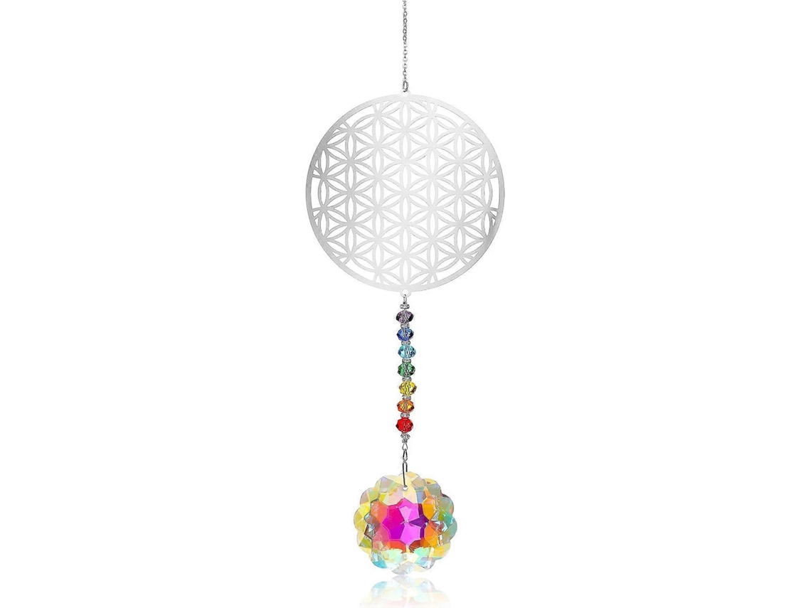 Atrapasol de cristal 3D con forma de Flor de la Vida, Girasol Prisma Arcoíris, Decoración Feng Shui