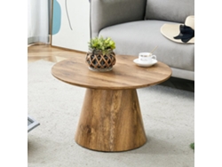 Mesa De Café Redonda 60 Cm - Mdf Con Acabado Madera, Ideal Salón Y Balcón - Natural