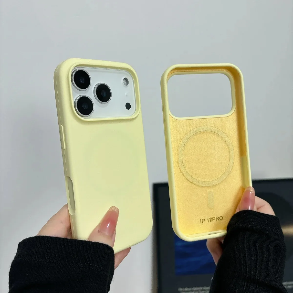 (amarillo Leche Iphone 14 Pro) Funda Original De Silicona Líquida Magsafe Para Iphone
