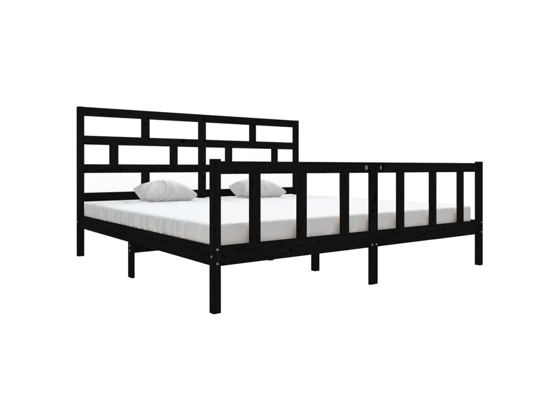 Maison Exclusive - Estructura De Cama De Madera Maciza De Pino Negro 200x200 Cm