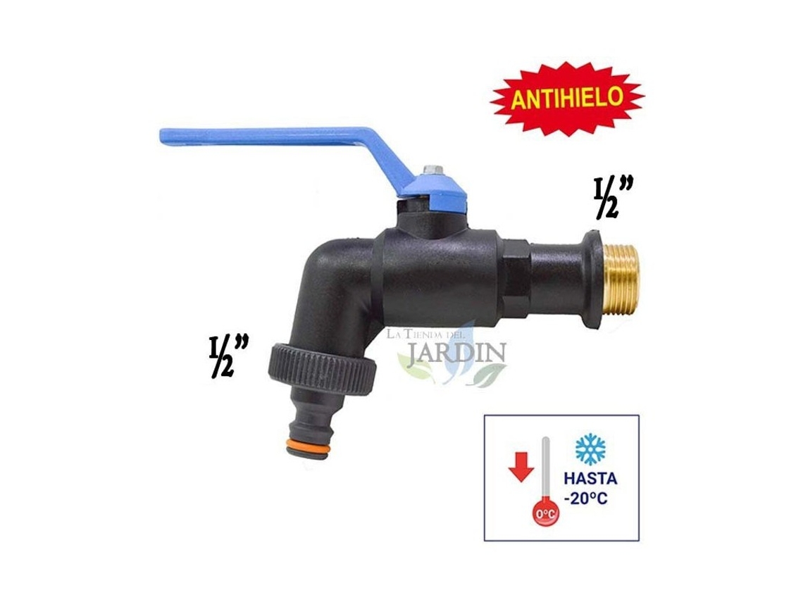 Grifo Jardin Esfera Antihielo 1/2''. Especial Antiheladas Resiste Temperaturas Bajas de Hasta -20C. SUINGA