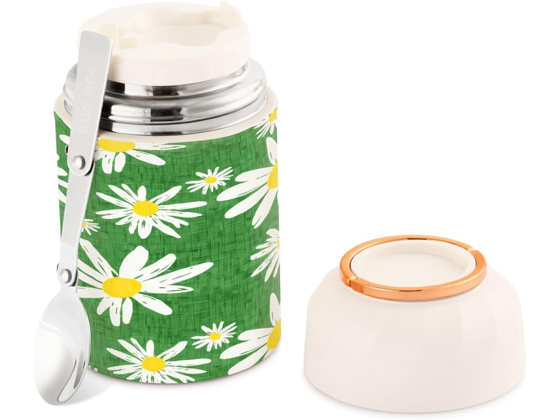 Tarro Para Alimentos Daisy De Acero Inoxidable Con Doble Pared Aislante 500 Ml Cuchara Grado Alimenticio ...