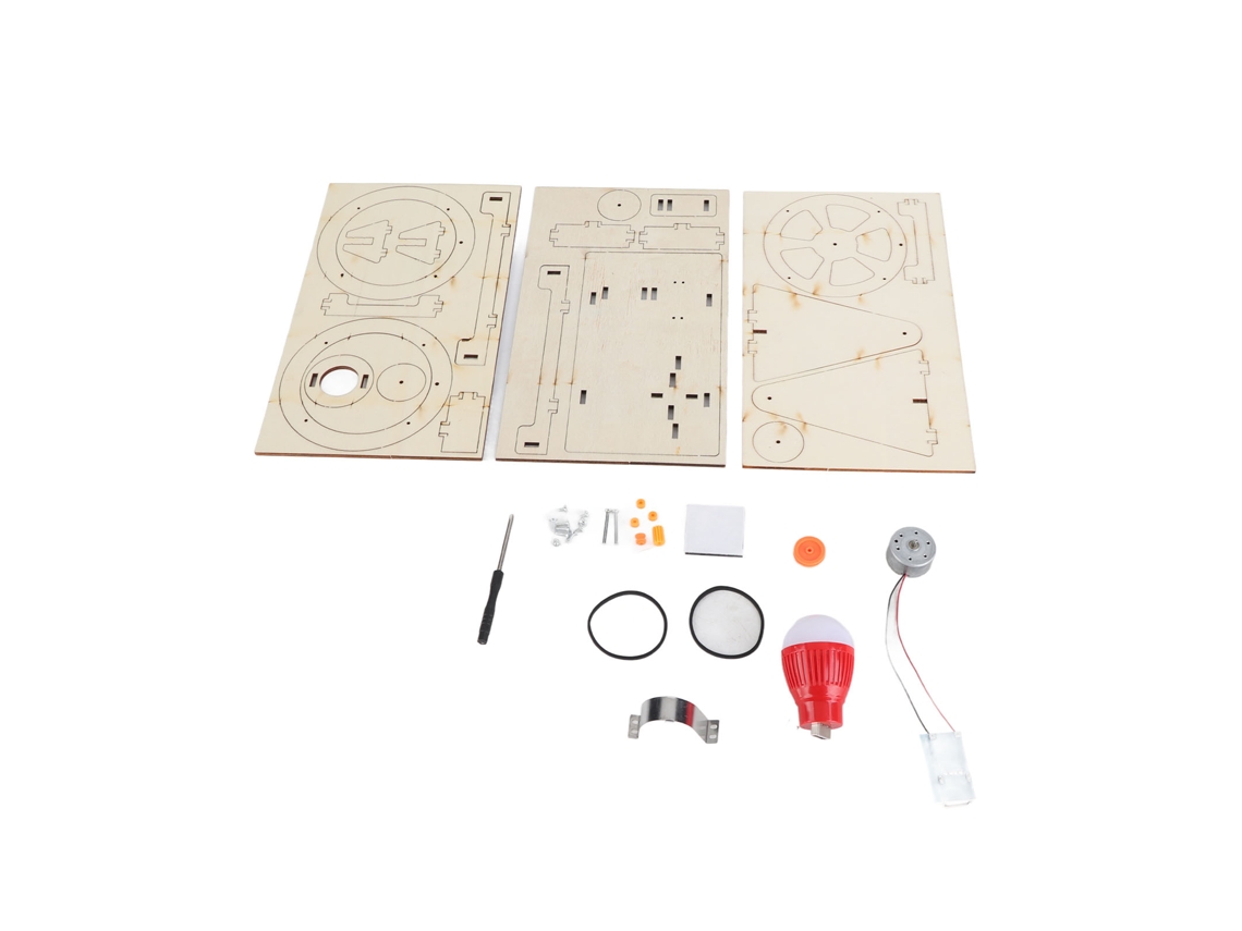Kit Educativo De Ciencia Con Modelo De Generador De Manivela De Madera Y Lámpara.