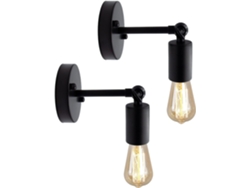 Aplique de pared industrial, estilo vintage/rústico, casquillos E26/E27, ángulo ajustable de 240° PRIME KANG (juego de 2)