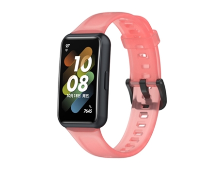Correa de Silicona ajustable translúcido para Huawei Band 7 - rojo transparente