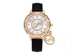 Reloj De Pulsera Zhoulianfa Para Mujer De Piel Sintética Con Esfera Redonda De Diamantes De Imitación, De Cuarzo.