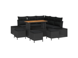 Maison Exclusive - Conjunto De Sofás De Jardín Con Cojín 9 Pcs Negro Poliratán