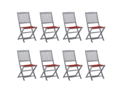 Sillas plegables de exterior DKD Home Decor de 8 piezas con cojines de acacia maciza