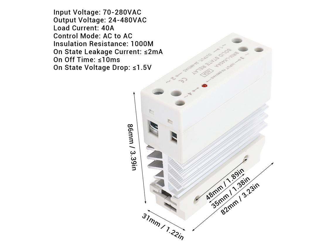 Omni-relé De Estado Sólido Din Rail Entrada 70-280vac Salida 24-480vac Monofásico Con Disipador De Calor