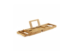 Relaxdays Bandeja Para Bañera Extensible Con Atril, Bambú, Beige, 19 X 107.5 X 23 Cm