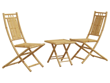 Conjunto 3 de mesa y sillas de jardín VIDAXL bambú