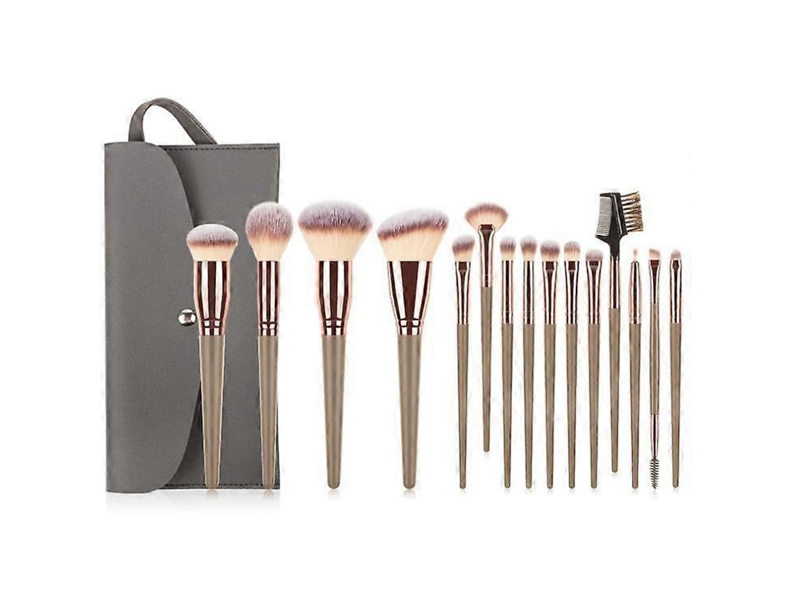 Rosewell - Juego de 15 brochas de maquillaje profesionales con estuche, brochas sintéticas premium para base de maquillaje
