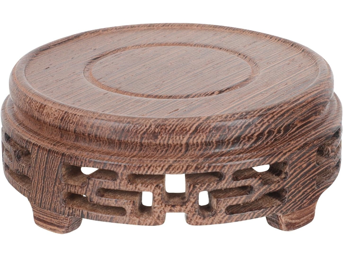 Soporte Redondo De Madera Para Tetera Y Taza, Bandeja Decorativa De Exhibición.